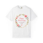 Anniversary Floral T-Shirt — "Happy Anniversary to a beautiful couple" Gift Tee