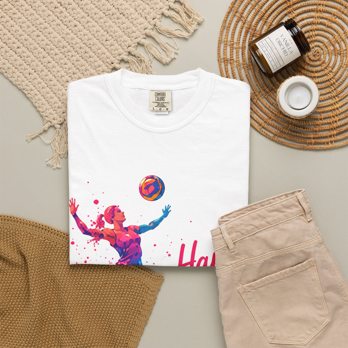 Happy Birthday Volleyball Player Adult T-Shirt — Colorful Watercolor Sport Birthday Tee