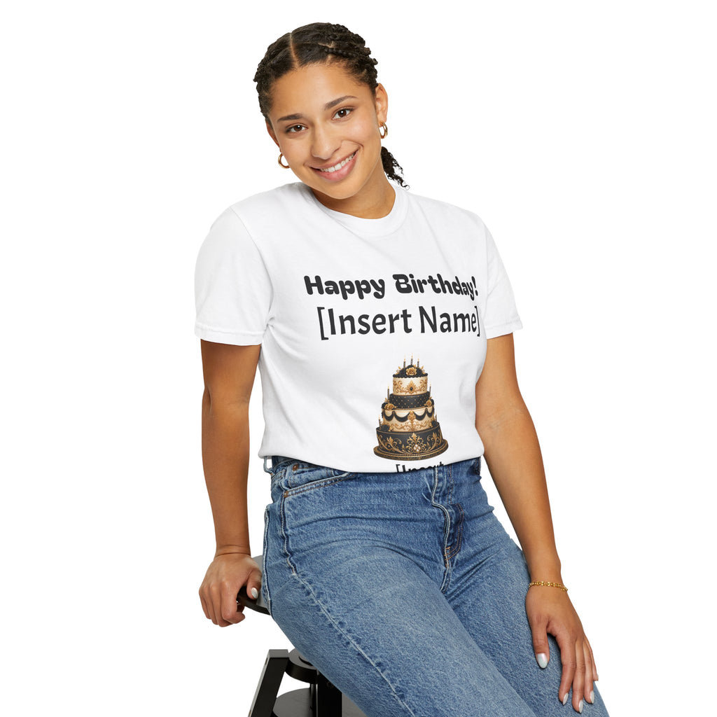 Birthday Cake Personalized T‑Shirt — "Happy Birthday! [Insert Name]" Customizable Tee