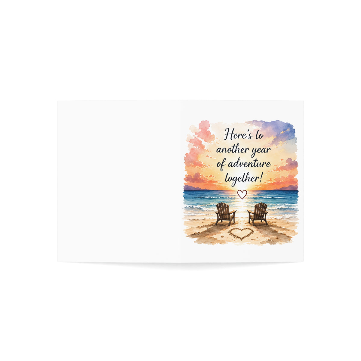 Anniversary Beach Greeting Card — "Here's to another year of adventure together!"