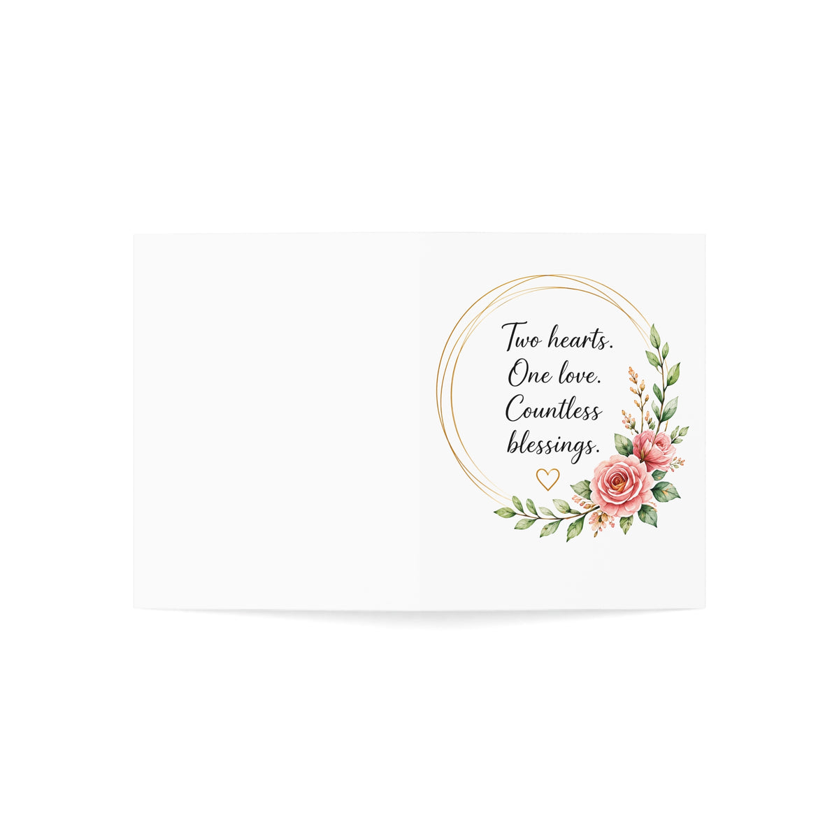 Greeting Cards – "Two hearts. One love. Countless blessings." Floral Wedding & Anniversary Card (1/10/30/50 pcs)