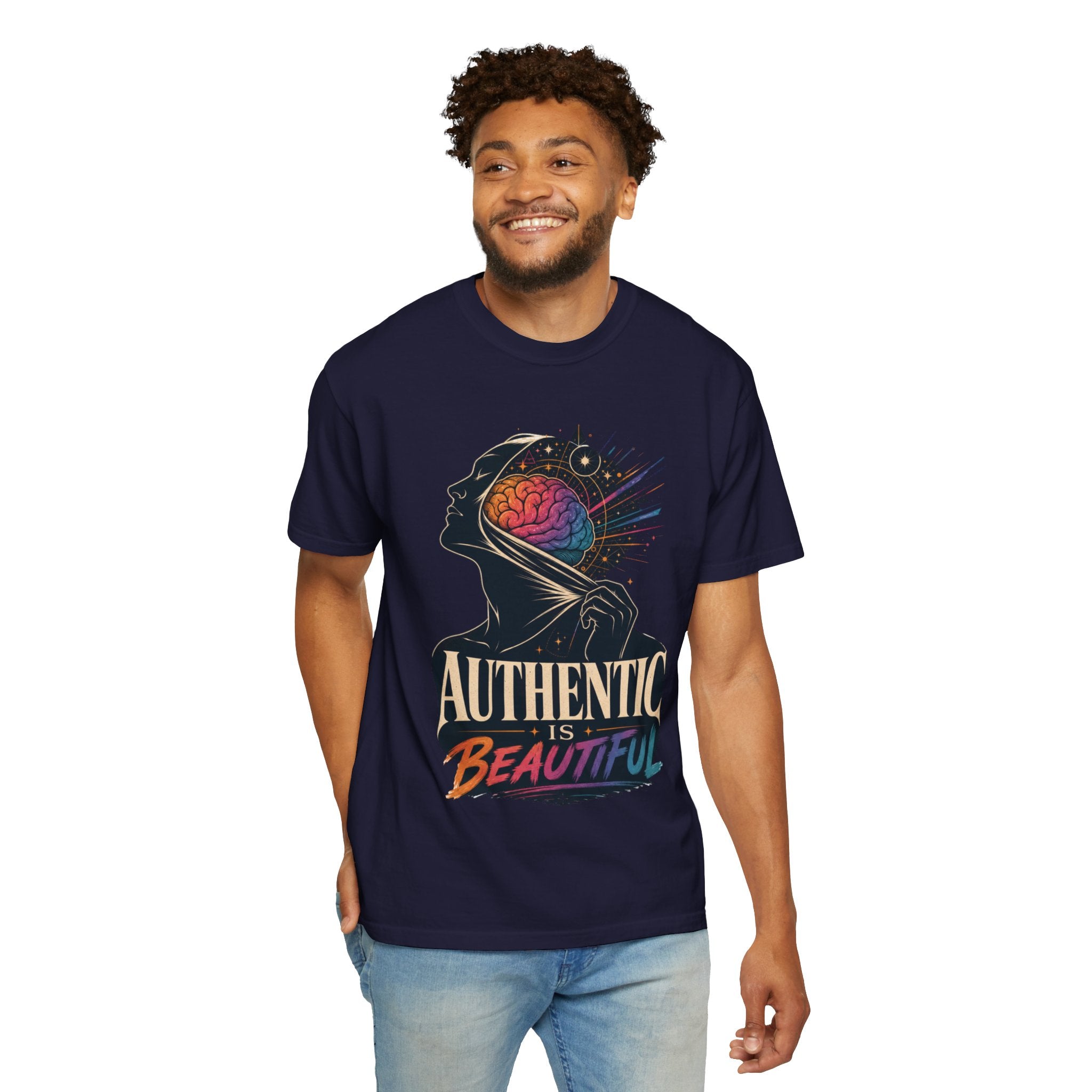 Authentic Is Beautiful Graphic T-Shirt — Pride Rainbow Mind Empowerment Tee