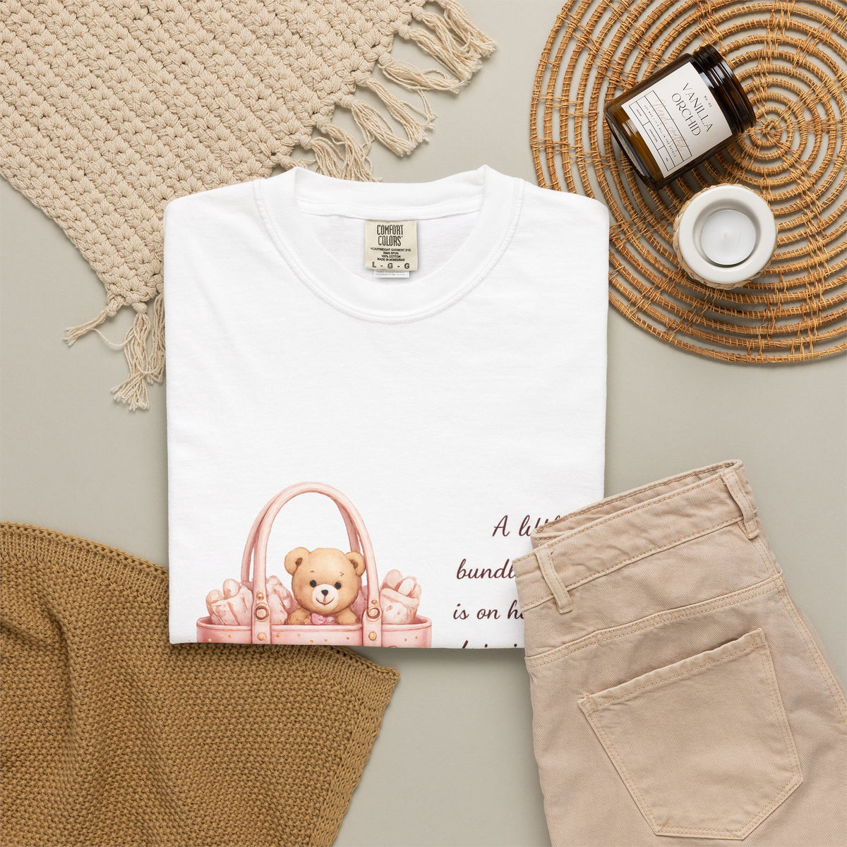 Congratulations Baby Tote Tee — New Baby Gift T‑Shirt with Teddy & Sweet Verse