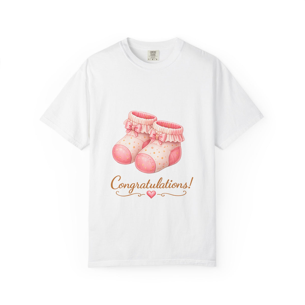 Baby Shower Congrats T-Shirt — Pink Baby Booties "Congratulations!"