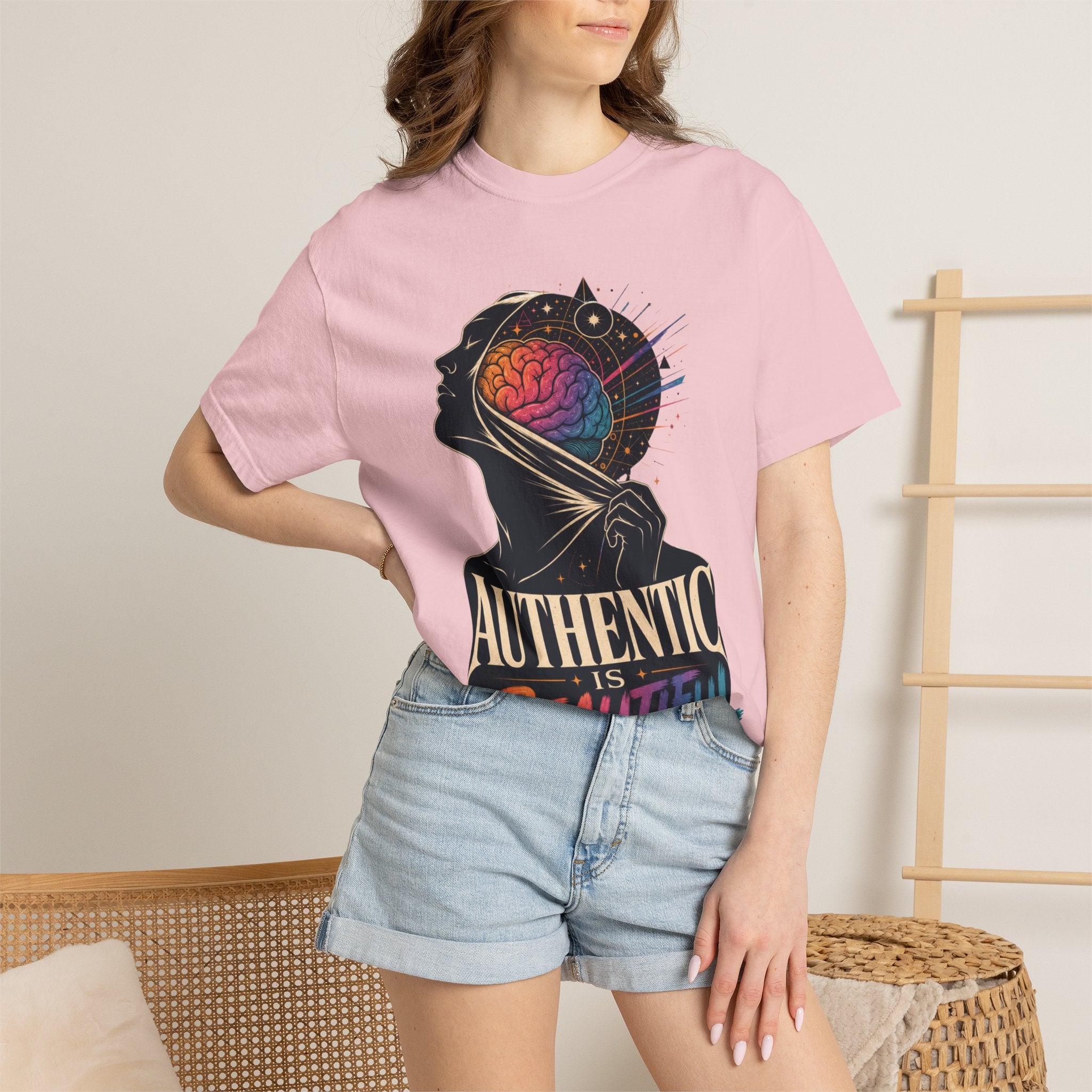 Authentic Is Beautiful Graphic T-Shirt — Pride Rainbow Mind Empowerment Tee