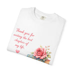 T-Shirt — "Thank you for writing the best chapters of my life" Floral Books Gratitude Tee