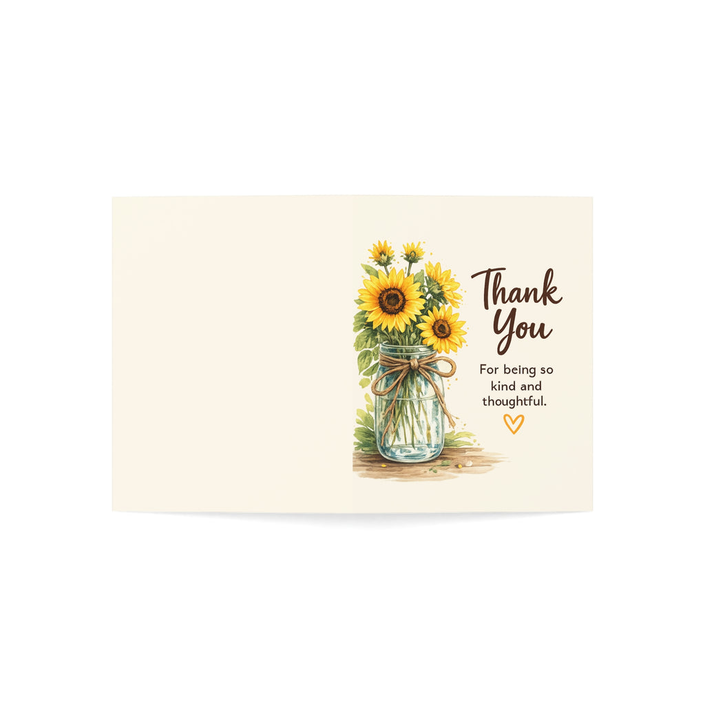 Thank You Sunflower Greeting Card — Pack of 1/10/30/50