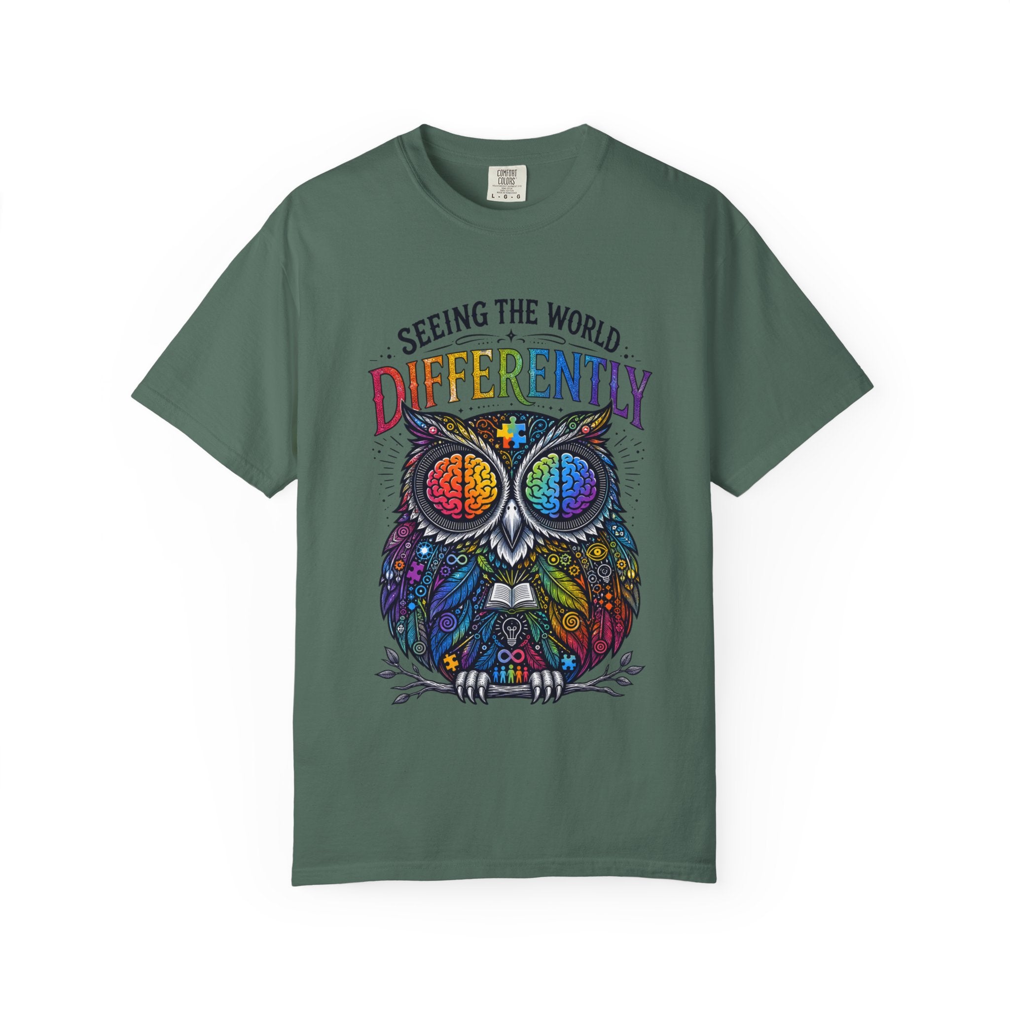 Seeing the World Differently Owl T-Shirt — Colorful Psychedelic Autism Awareness Tee