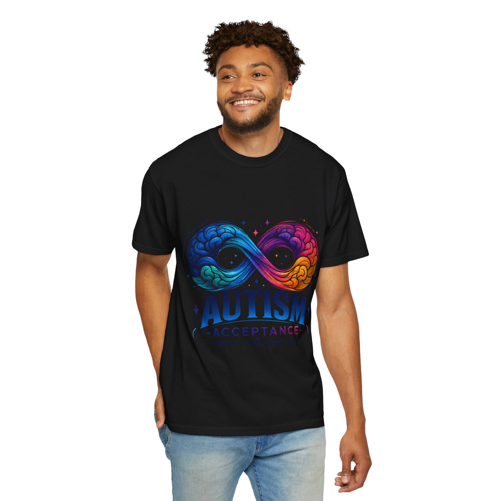 Autism Acceptance T-Shirt — Infinity Puzzle Rainbow Design