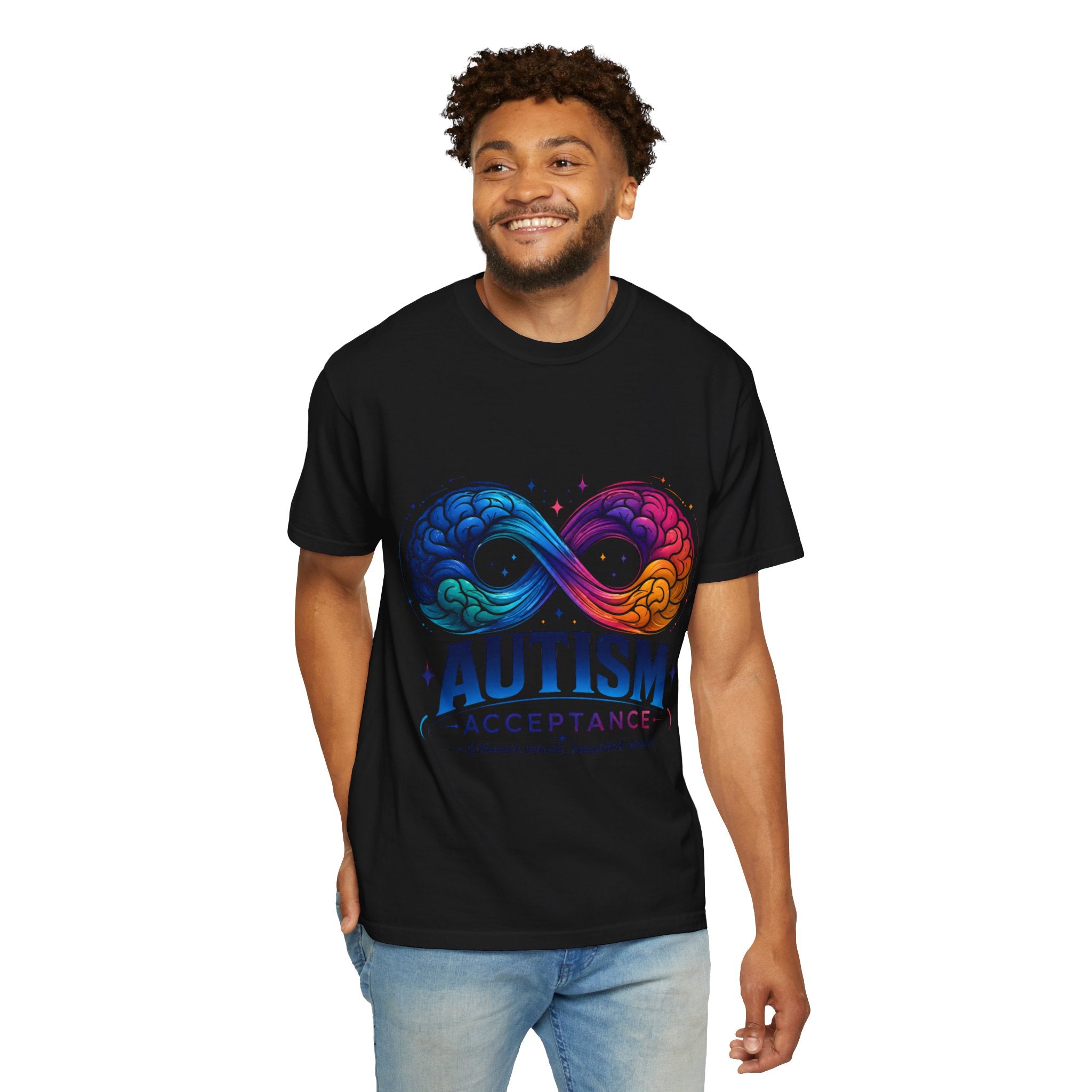 Autism Acceptance T-Shirt — Infinity Puzzle Rainbow Design