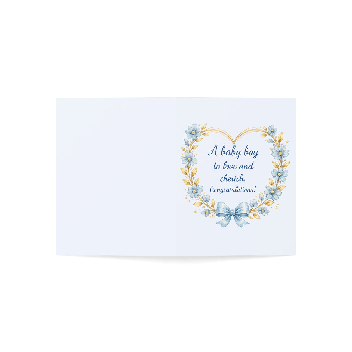 Baby Boy Congratulations Card – "A baby boy to love and cherish" Floral Heart Greeting Card (Single or Bulk Packs)