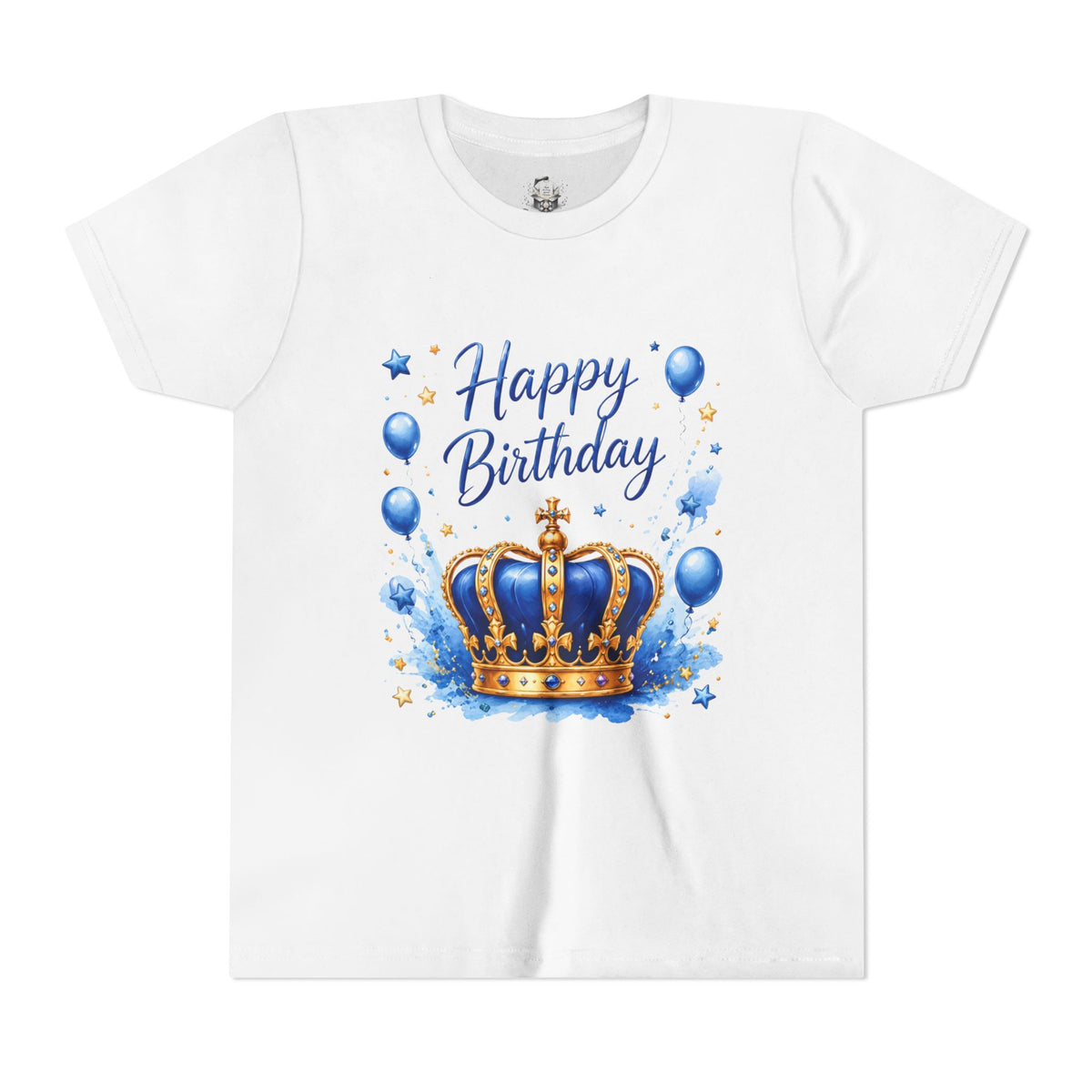 Happy Birthday Royal Crown Youth Tee – Blue Balloon Kids Birthday Shirt