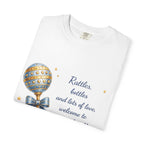 New Baby Congratulations T-Shirt — “Rattles, bottles and lots of love” Baby Shower Tee