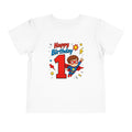 Superhero 1st Birthday Toddler Tee — "Happy Birthday"