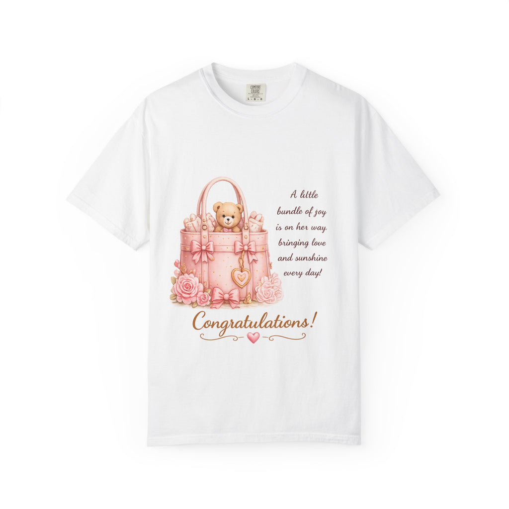 Congratulations Baby Tote Tee — New Baby Gift T‑Shirt with Teddy & Sweet Verse
