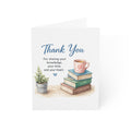 Thank You Teacher Greeting Card — 'Thank You for sharing your knowledge, your time, and your heart' (Single or Pack of 10/30/50)