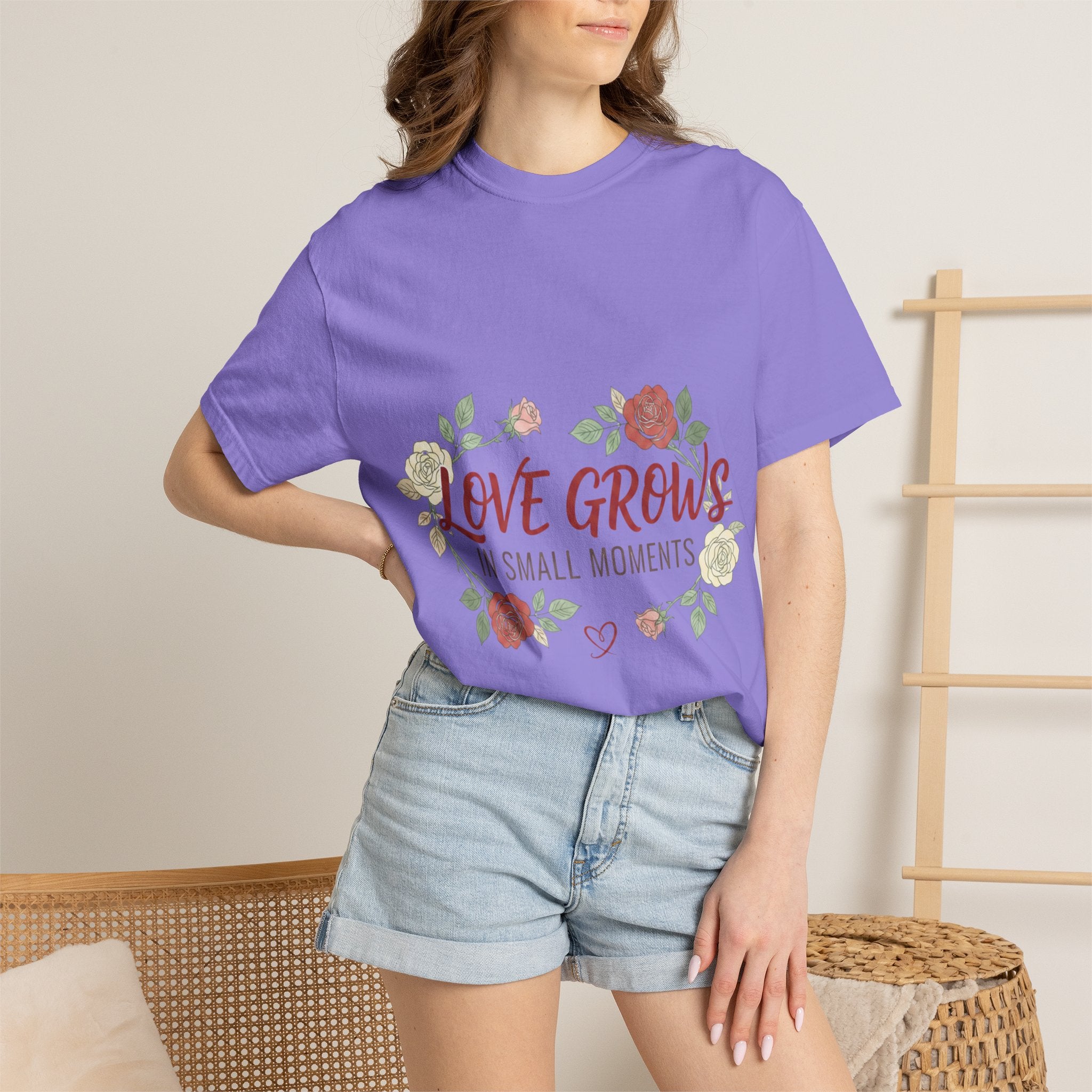 Love Grows T-Shirt — "Love Grows in Small Moments" Floral Tee