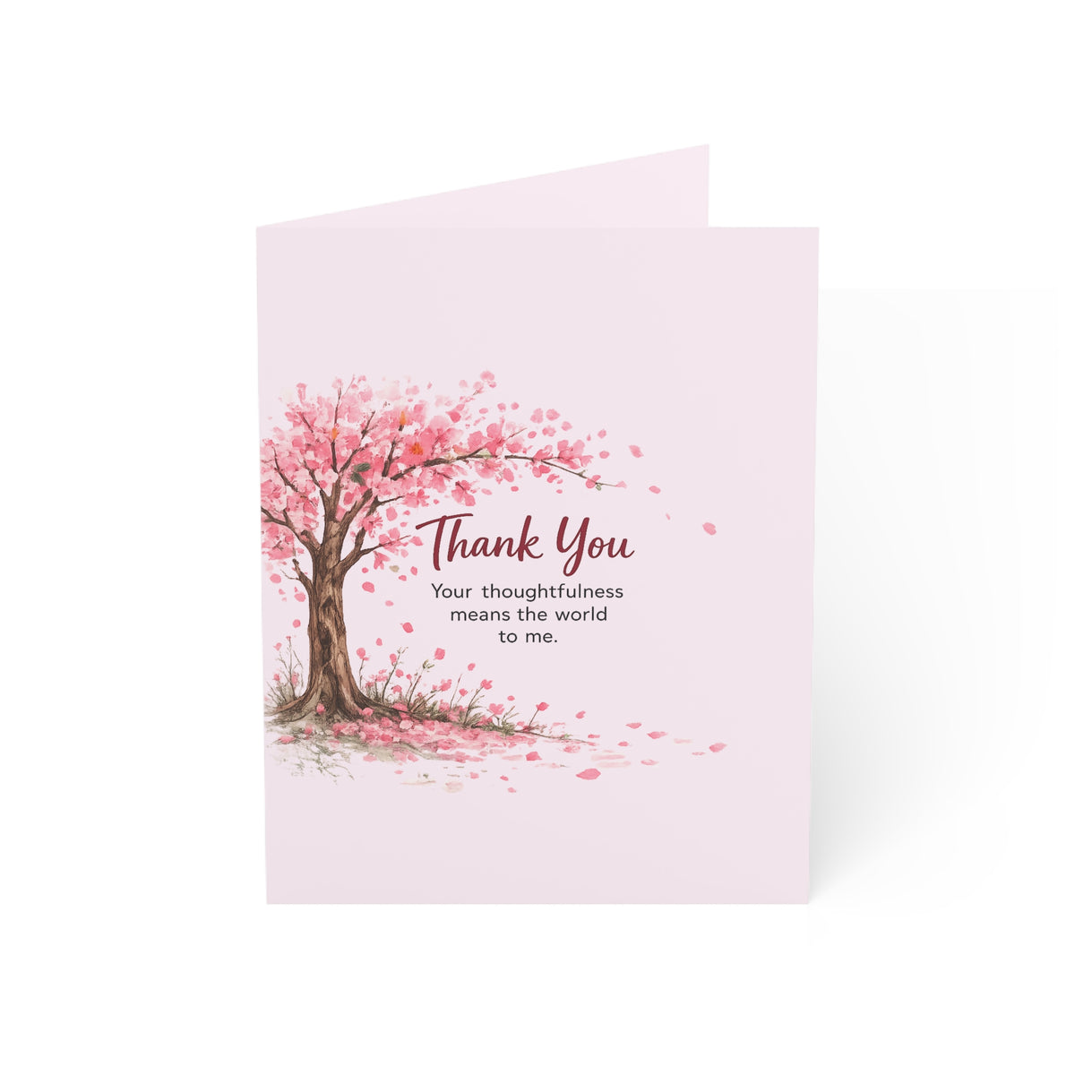 Thank You Greeting Cards — Cherry Blossom Tree Thank You Note Cards (1/10/30/50 pcs)
