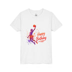 Youth Basketball Birthday Tee - Colorful Dunk Silhouette "Happy Birthday"