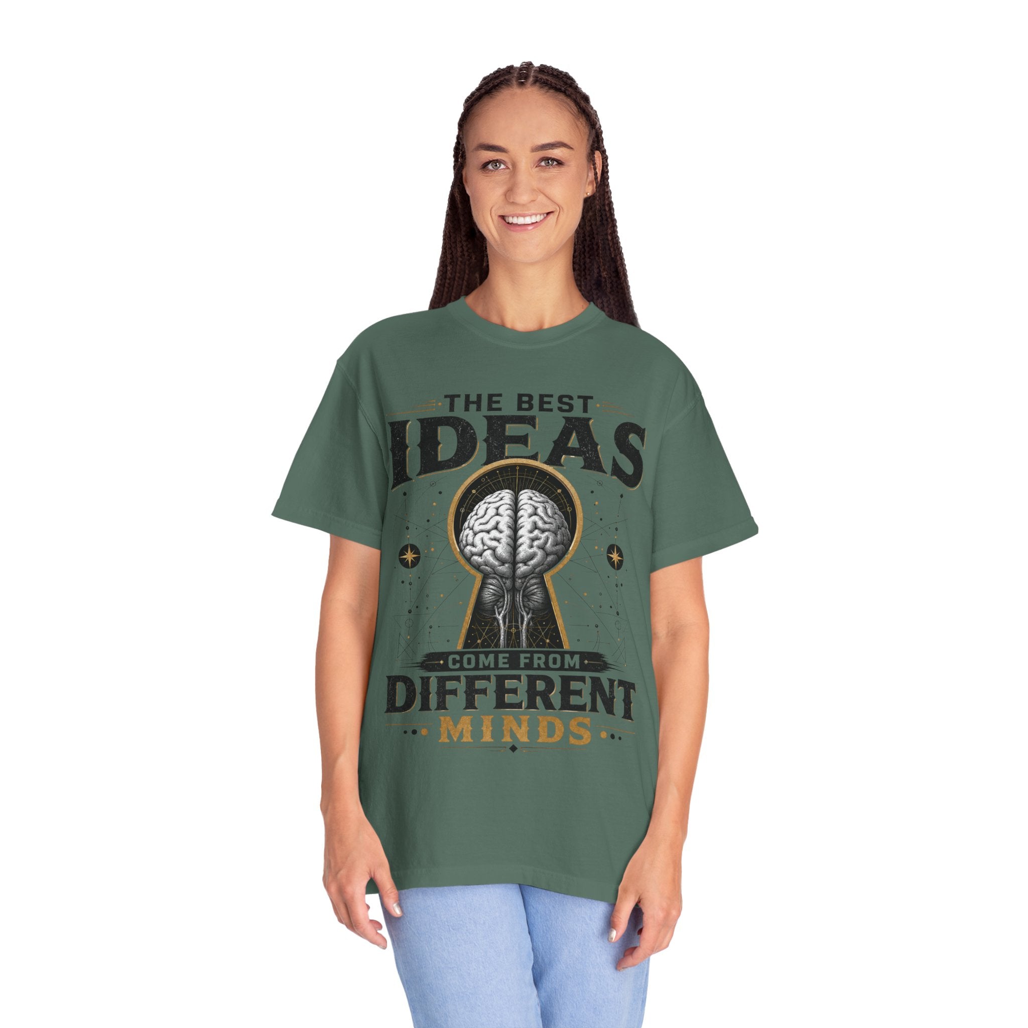 T-Shirt — "The Best Ideas Come From Different Minds" Graphic Tee