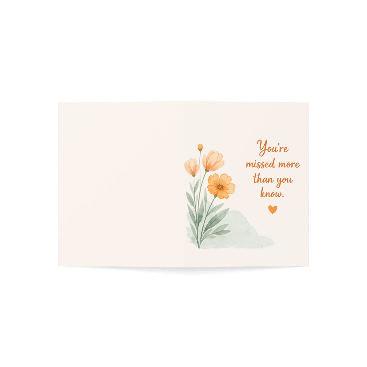 Missing You Floral Greeting Card — "You're missed more than you know" Sympathy/Thinking of You Card (Single or Packs)