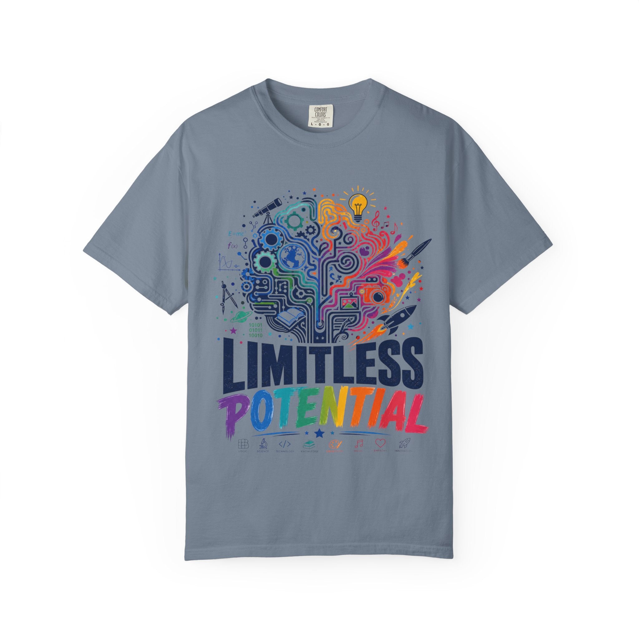 Limitless Potential T-Shirt — Inspirational Brain & Rainbow Design