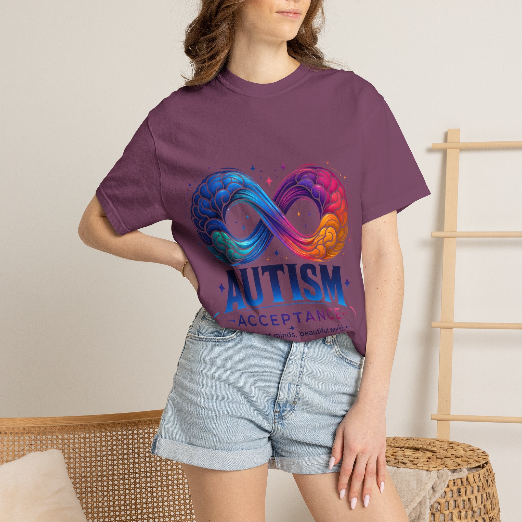 Autism Acceptance T-Shirt — Infinity Puzzle Rainbow Design