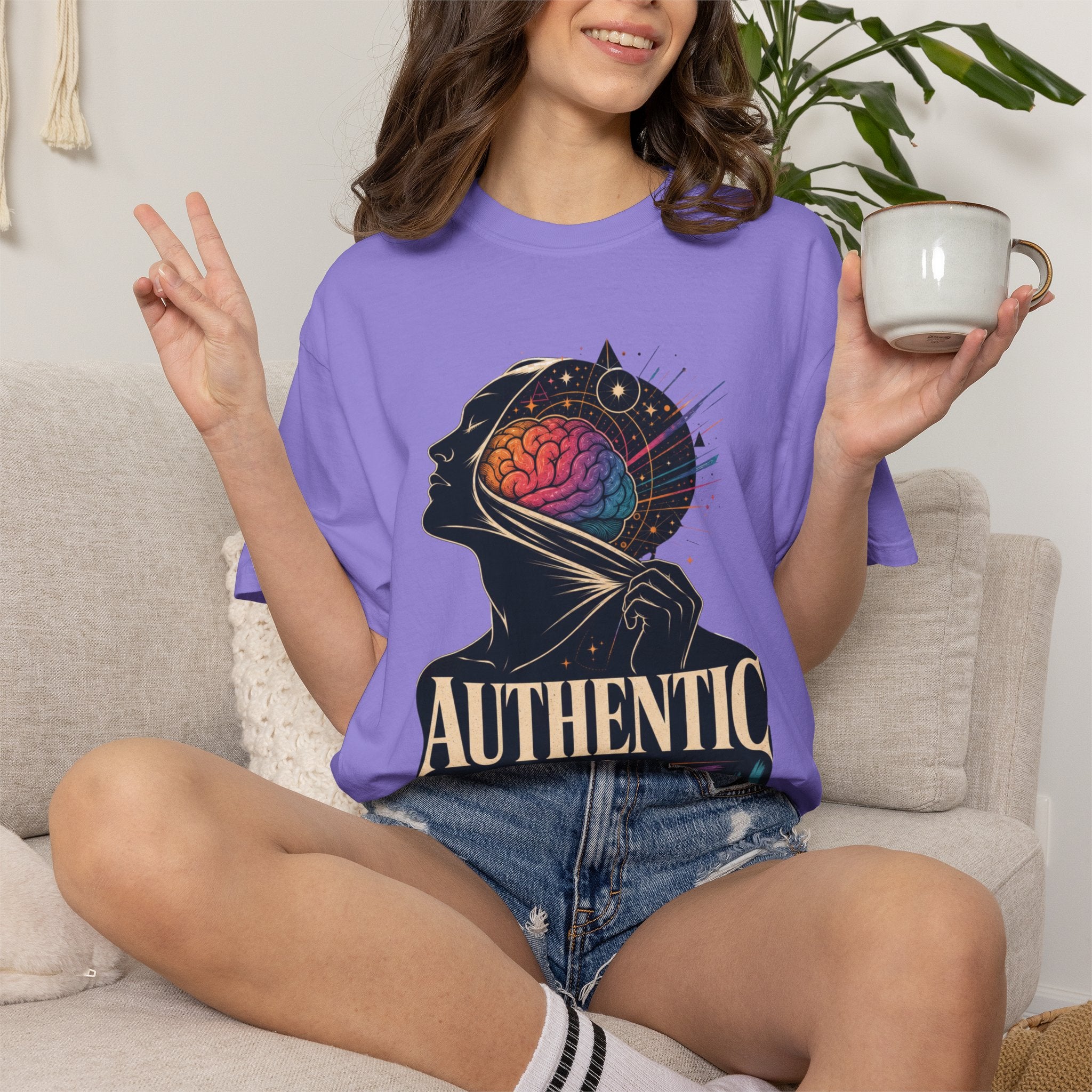 Authentic Is Beautiful Graphic T-Shirt — Pride Rainbow Mind Empowerment Tee