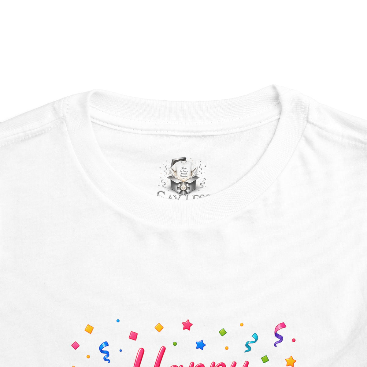 Happy Birthday Toddler Tee — Colorful Confetti & Party Poppers