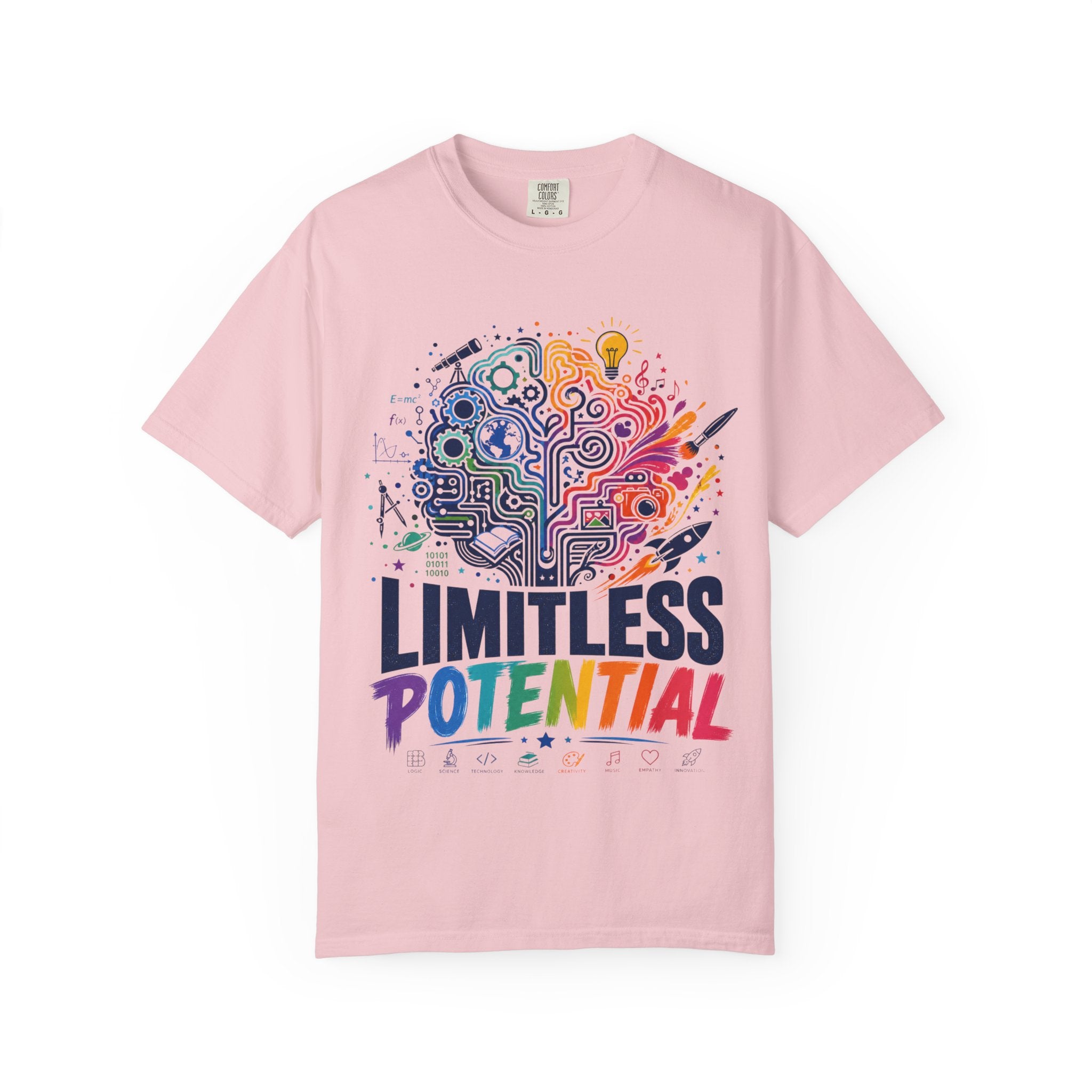 Limitless Potential T-Shirt — Inspirational Brain & Rainbow Design