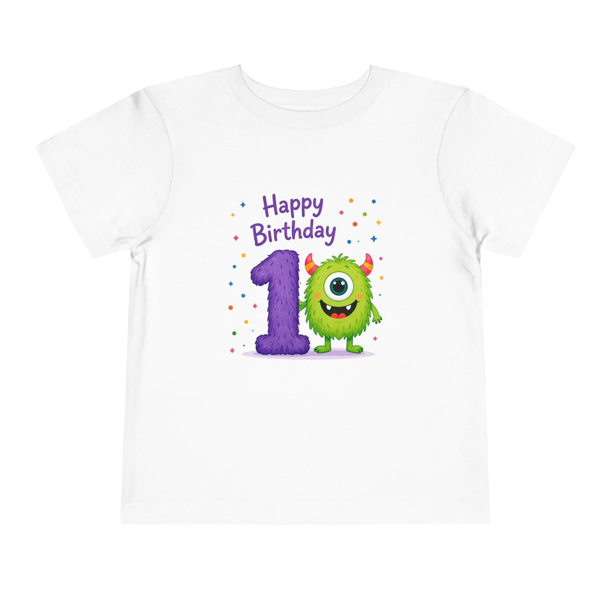 1st Birthday Toddler Tee — Happy Birthday Monster Design