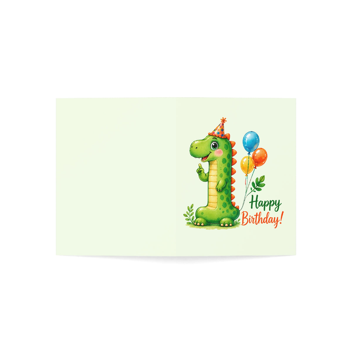 Kids' 1st Birthday Greeting Card - Cute Dinosaur 'Happy Birthday' (Pack of 1/10/30/50)