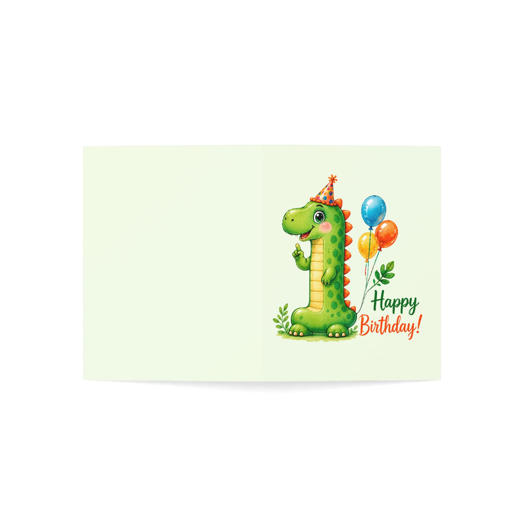 Kids' 1st Birthday Greeting Card - Cute Dinosaur 'Happy Birthday' (Pack of 1/10/30/50)