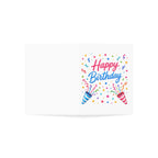Happy Birthday Card — Colorful Confetti & Party Poppers Greeting Card (Single or Bulk Packs)