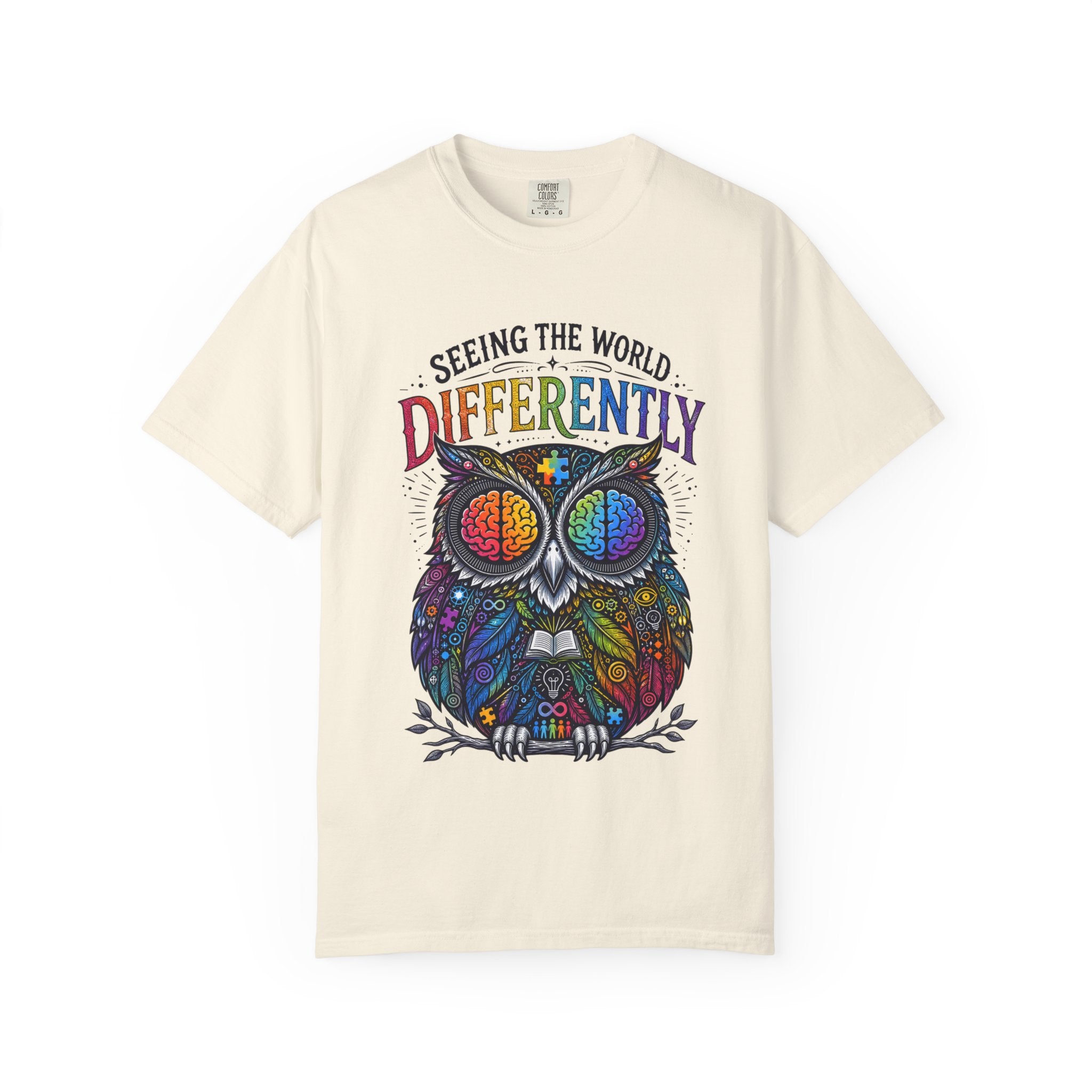 Seeing the World Differently Owl T-Shirt — Colorful Psychedelic Autism Awareness Tee