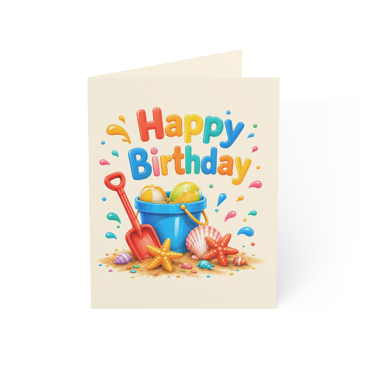 Beach-Themed "Happy Birthday" Greeting Cards — Pack of 1/10/30/50