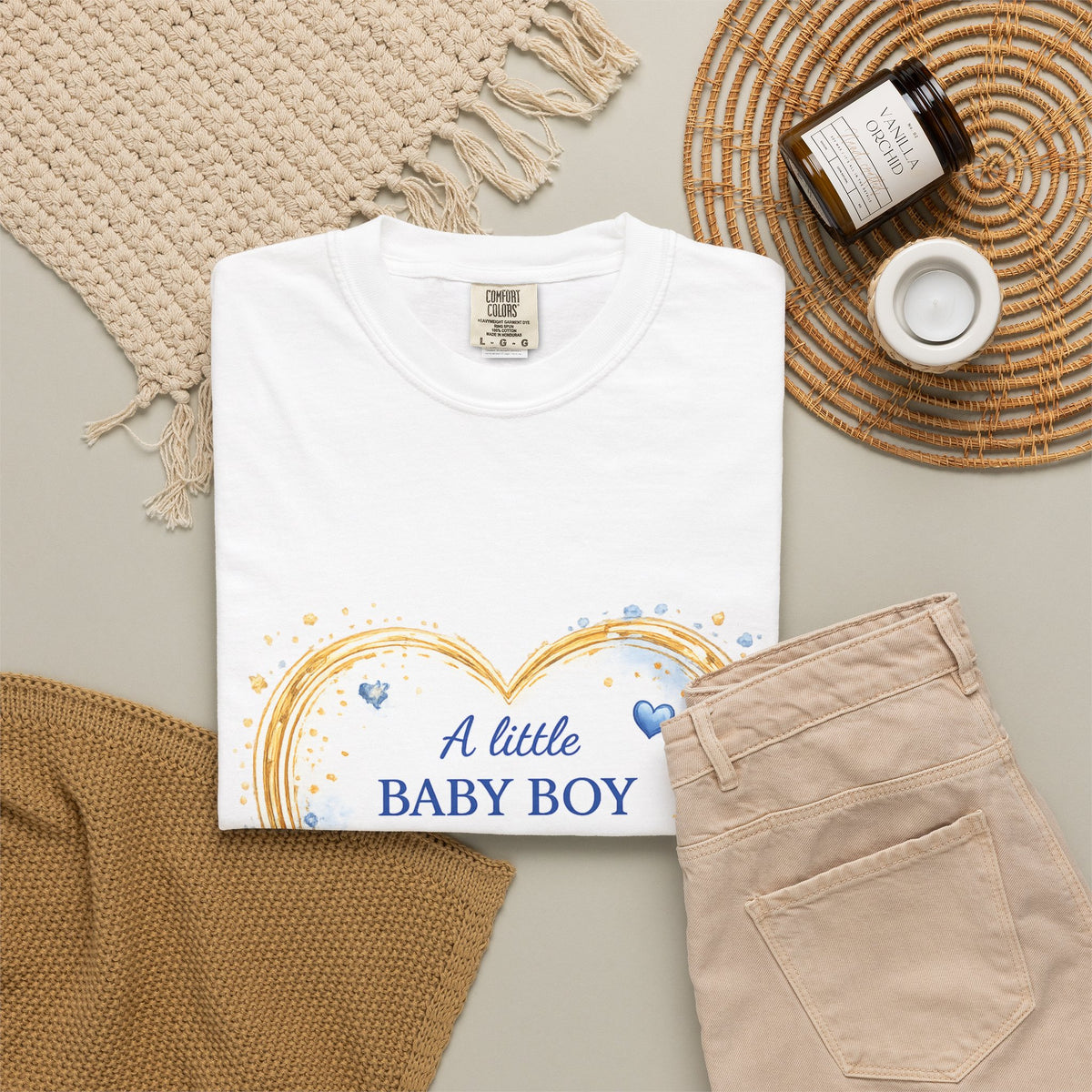 Baby Boy Announcement T-Shirt — "A Little Baby Boy Is On His Way" Pregnancy Reveal Tee