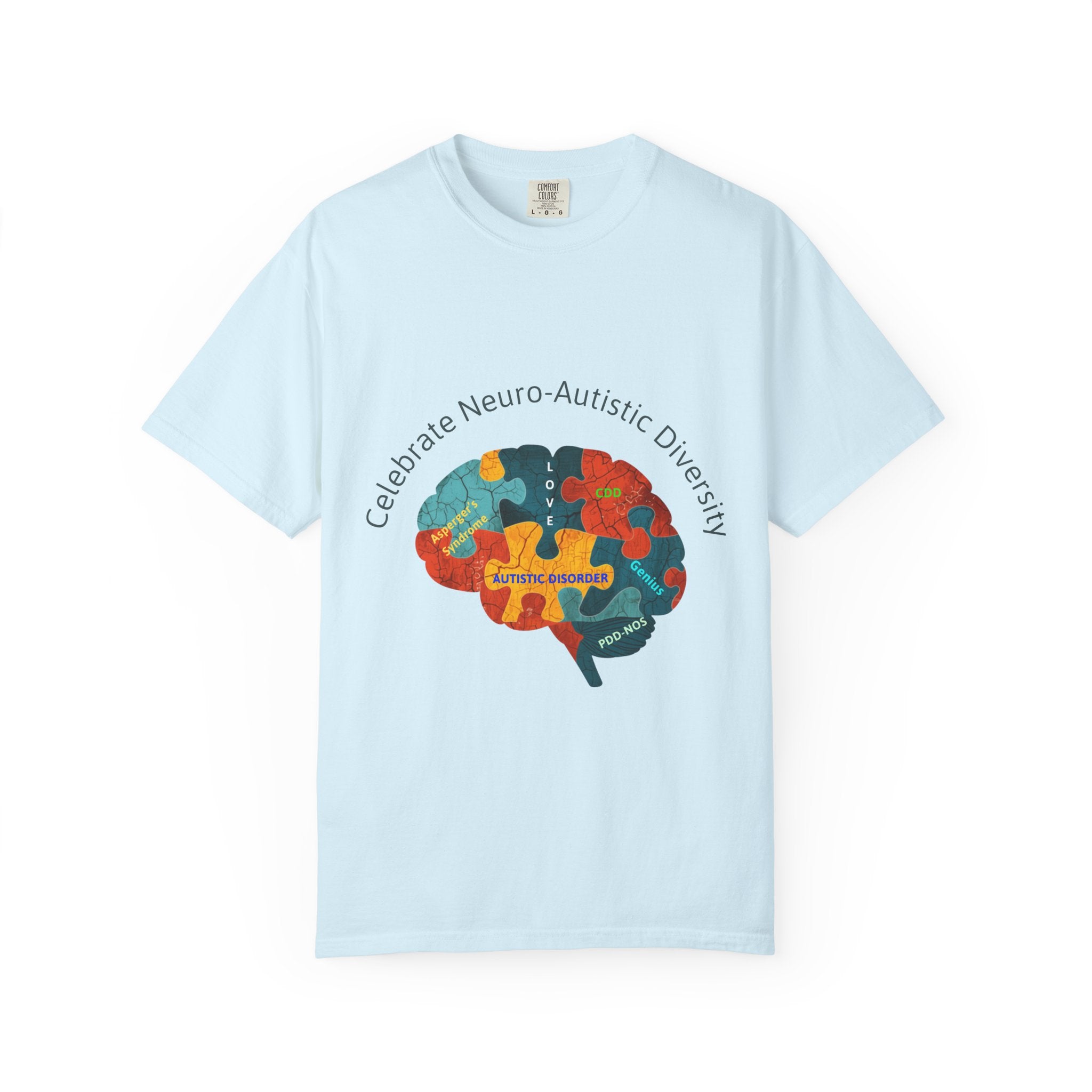 Autistic Neurodiversity Puzzle Brain T-Shirt — "Celebrate Neuro-Autistic Diversity"