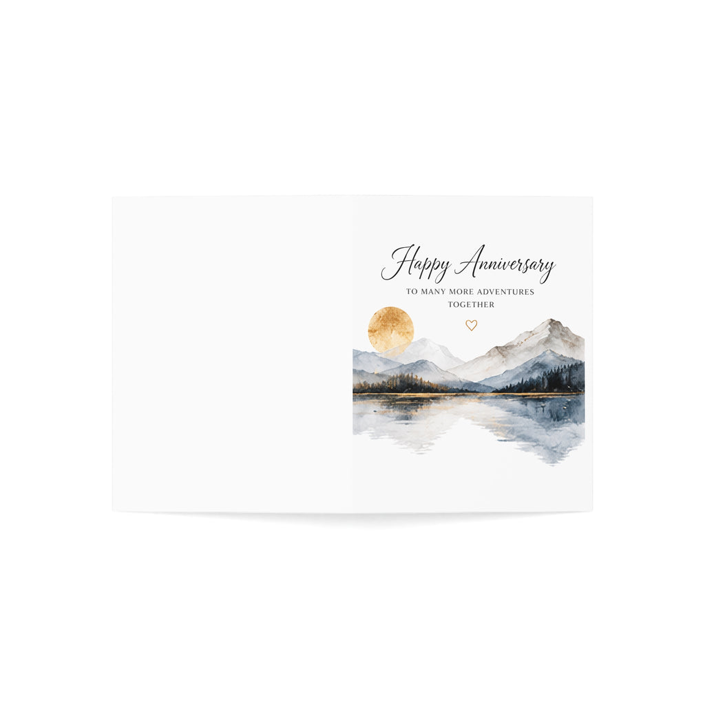 Anniversary Greeting Cards – Scenic Mountains & Lake Design (Pack of 1/10/30/50)
