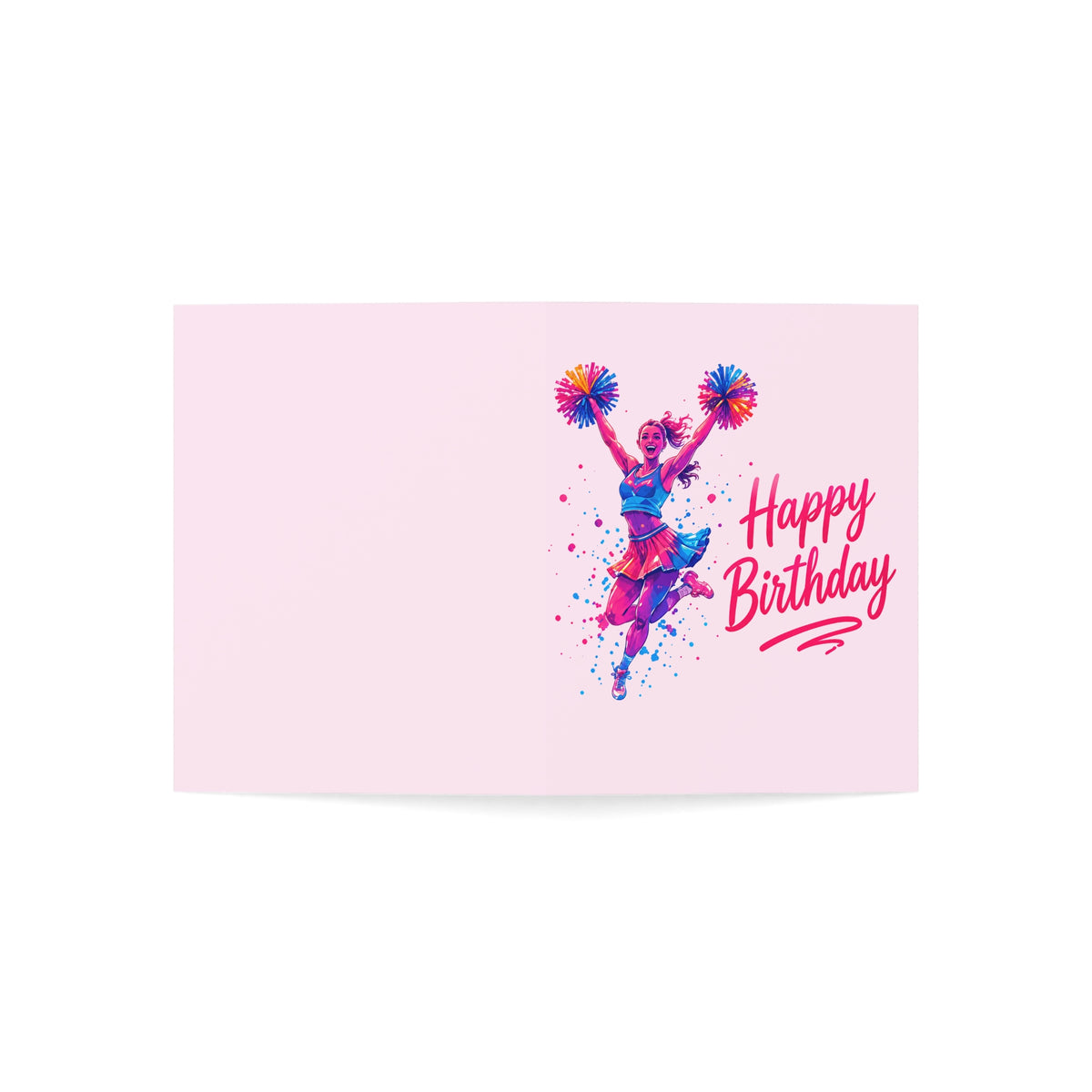 Happy Birthday Cheerleader Greeting Card — Pink Birthday Card (1/10/30/50 pcs)