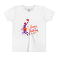 Youth Basketball Birthday Tee - Colorful Dunk Silhouette "Happy Birthday"