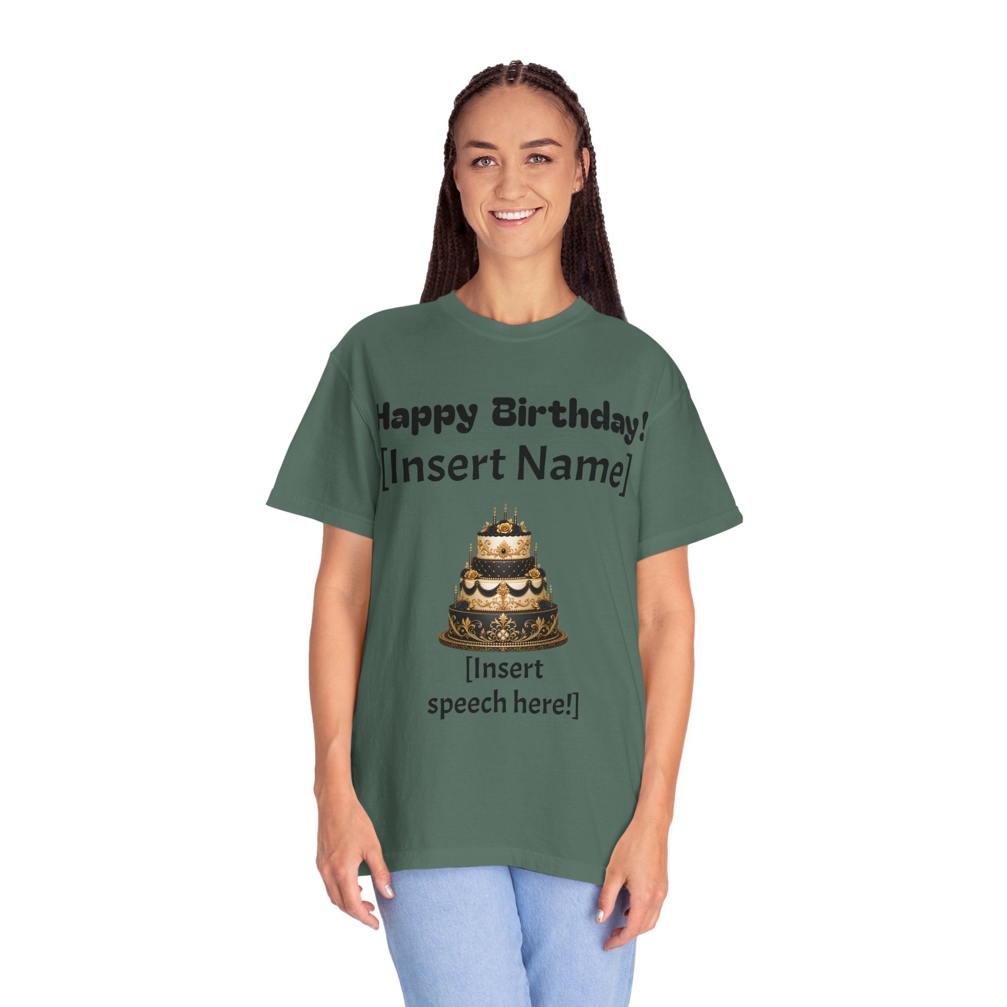 Birthday Cake Personalized T‑Shirt — "Happy Birthday! [Insert Name]" Customizable Tee