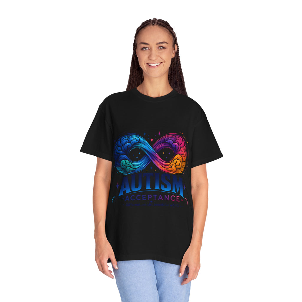 Autism Acceptance T-Shirt — Infinity Puzzle Rainbow Design
