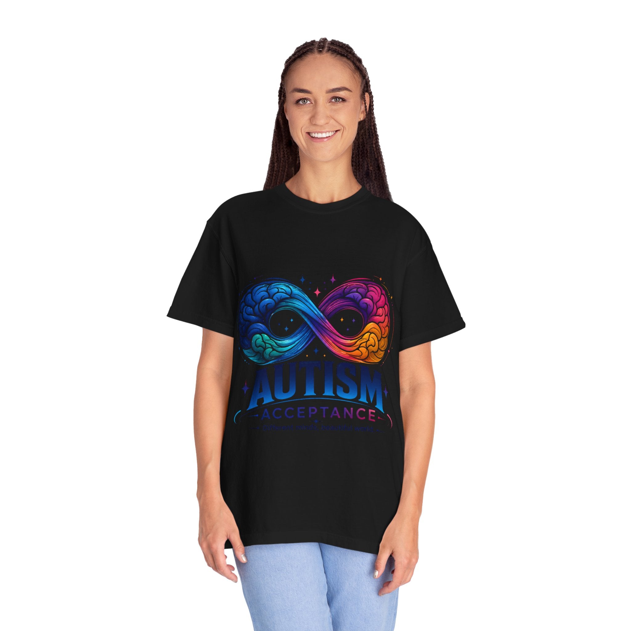 Autism Acceptance T-Shirt — Infinity Puzzle Rainbow Design