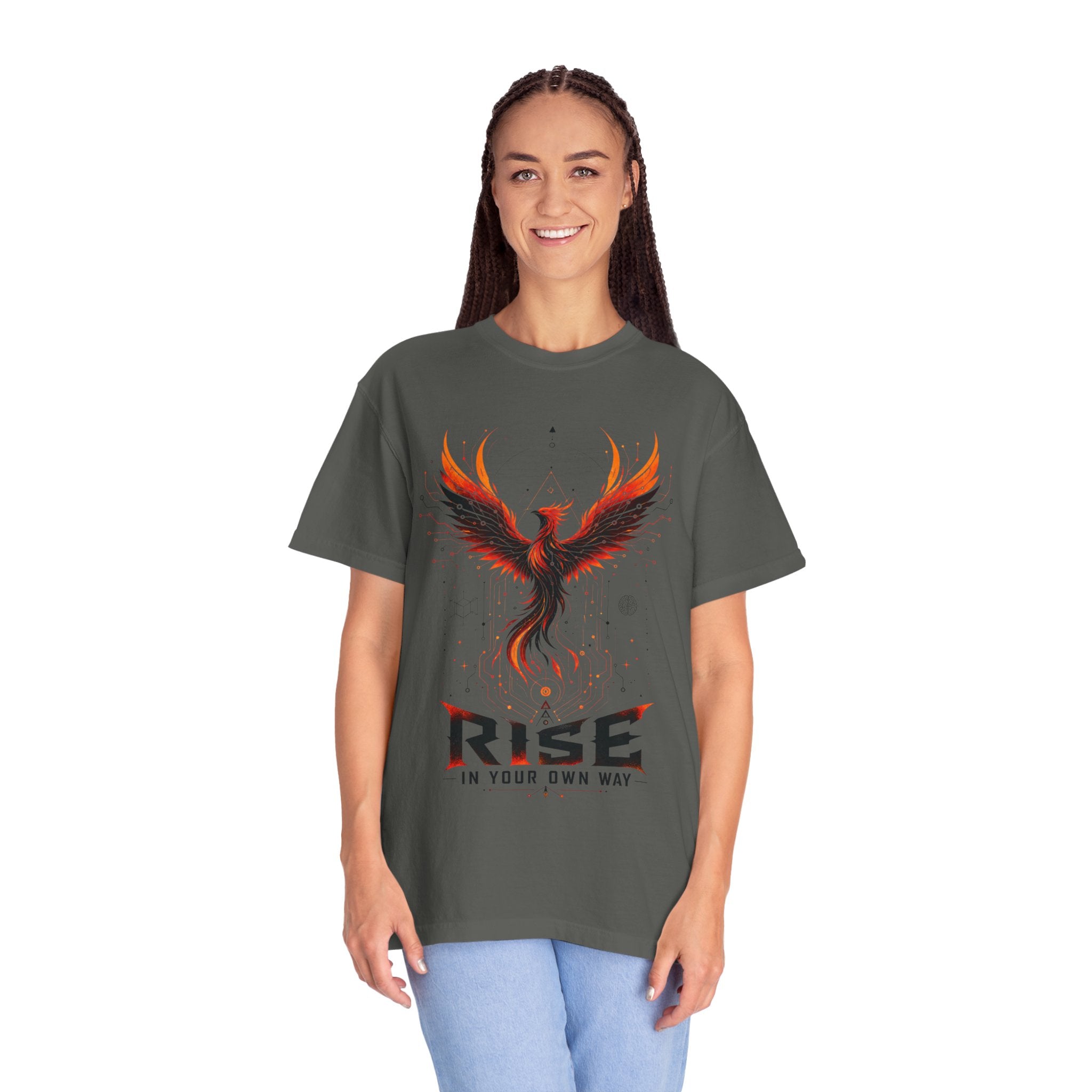 Phoenix Rise T-Shirt — "Rise In Your Own Way" Inspirational Graphic Tee