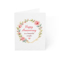 Anniversary Greeting Card – “Happy Anniversary to a Beautiful Couple” Floral Wreath (Single or Pack)