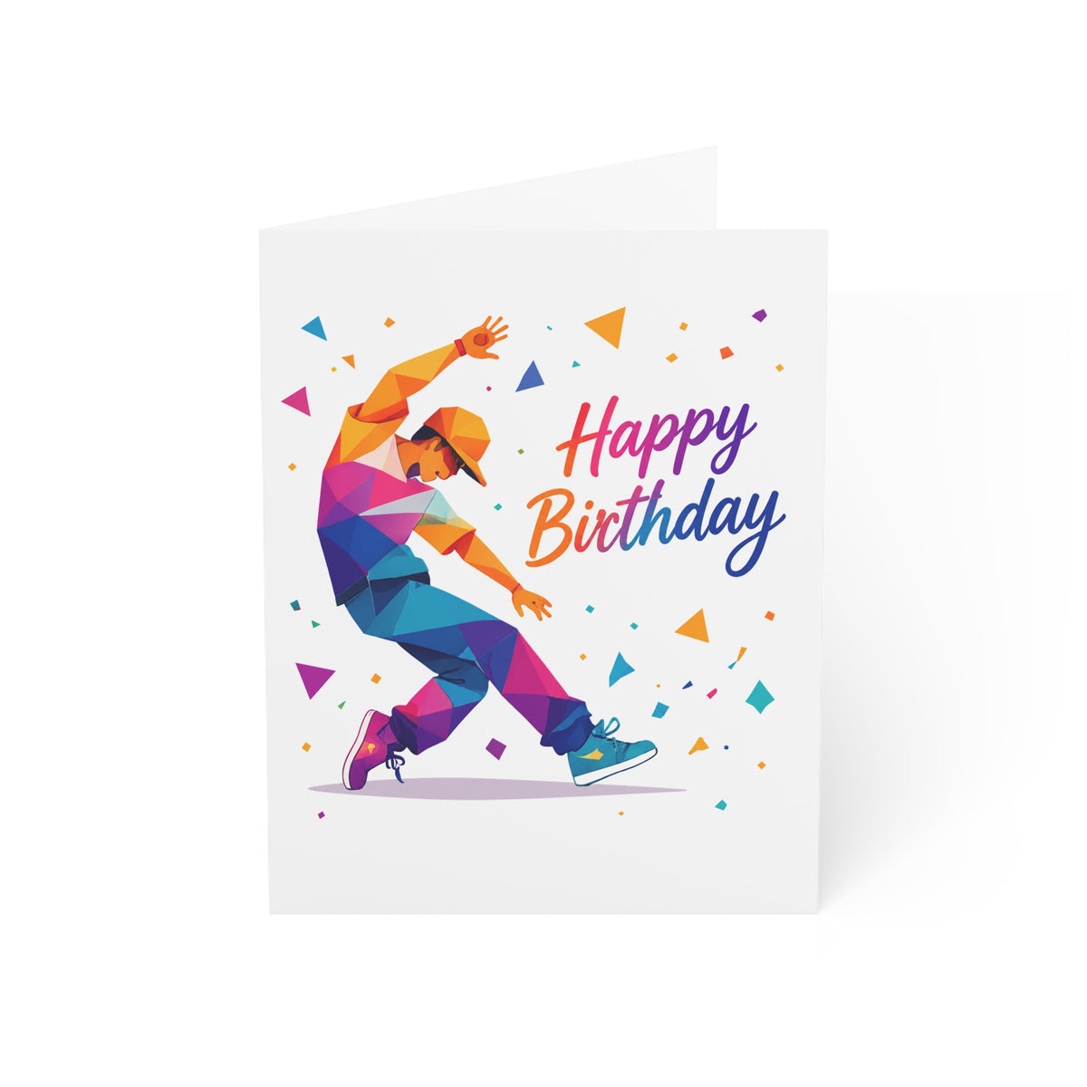 Birthday Dance Greeting Card — Colorful Geometric Dancer "Happy Birthday" (1/10/30/50 pcs)