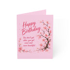 Birthday Greeting Card – Pink Cherry Blossom "Happy Birthday" Inspirational Message (Single or Pack)