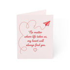 Romantic Paper Airplane Greeting Cards — "No matter where life takes us, my heart will always find you" (1/10/30/50 pcs)