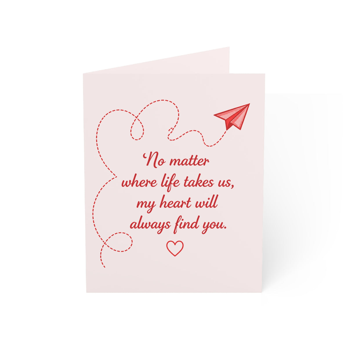 Romantic Paper Airplane Greeting Cards — "No matter where life takes us, my heart will always find you" (1/10/30/50 pcs)